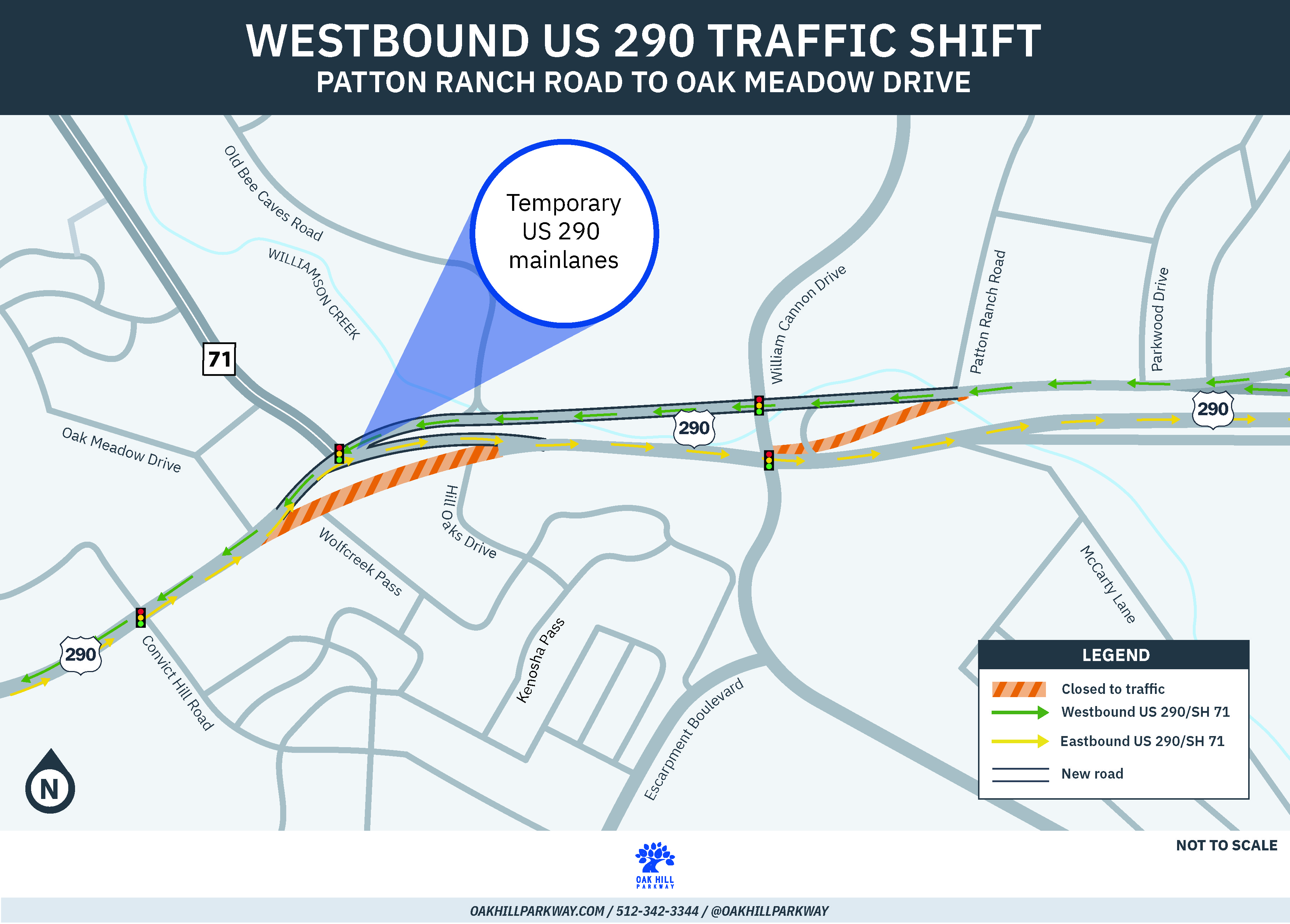 Westbound US 290 frontage road shift